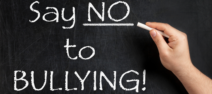 A chalk board with 'say no to bullying' written